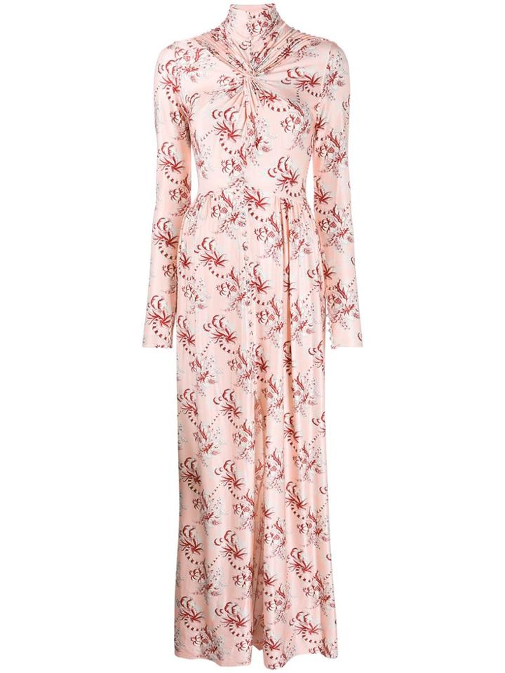 Paco Rabanne Floral-print Long Dress - Pink