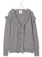 Douuod Kids Teen Cable Knit Buttoned Cardigan - Grey