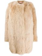 Nº21 Single Breasted Fur Coat - Neutrals