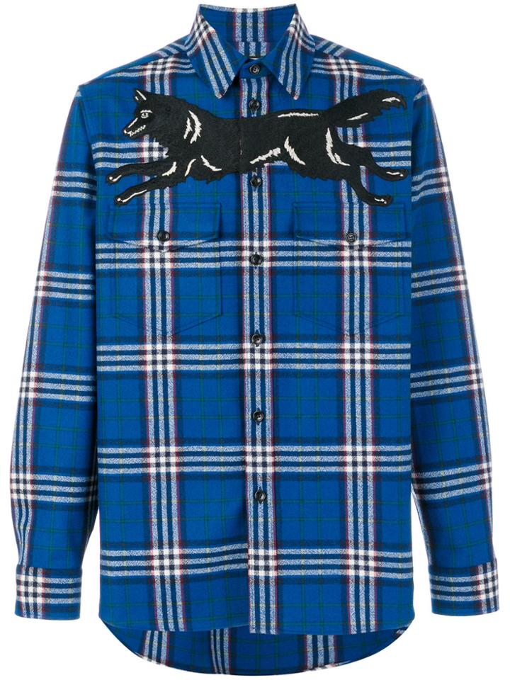 Gucci Embroidered Check Shirt - Blue
