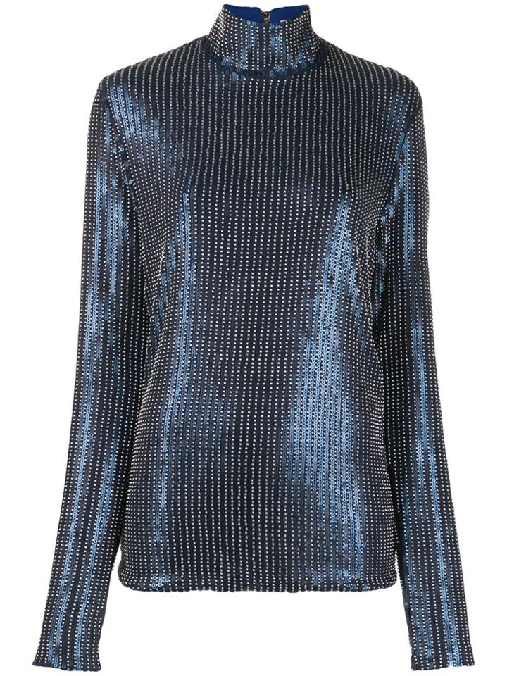 Palomo Spain Sequin Embellished Top - Blue