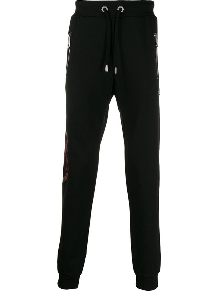 Philipp Plein Logo Embroidered Track Trousers - Black