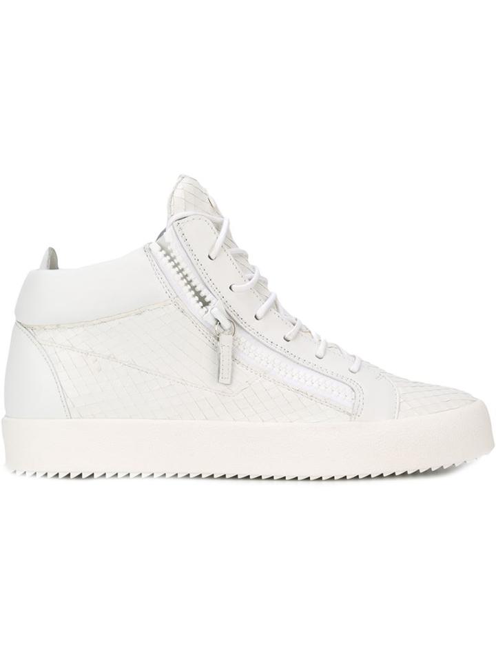 Giuseppe Zanotti Design Kriss Mid-top Sneakers, Men's, Size: 42, White, Calf Leather/leather/rubber