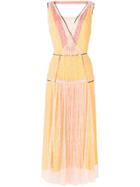 Bottega Veneta Lace Block Midi Dress - Yellow & Orange