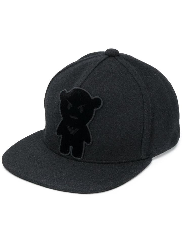 Emporio Armani Velour Patch Baseball Cap - Black