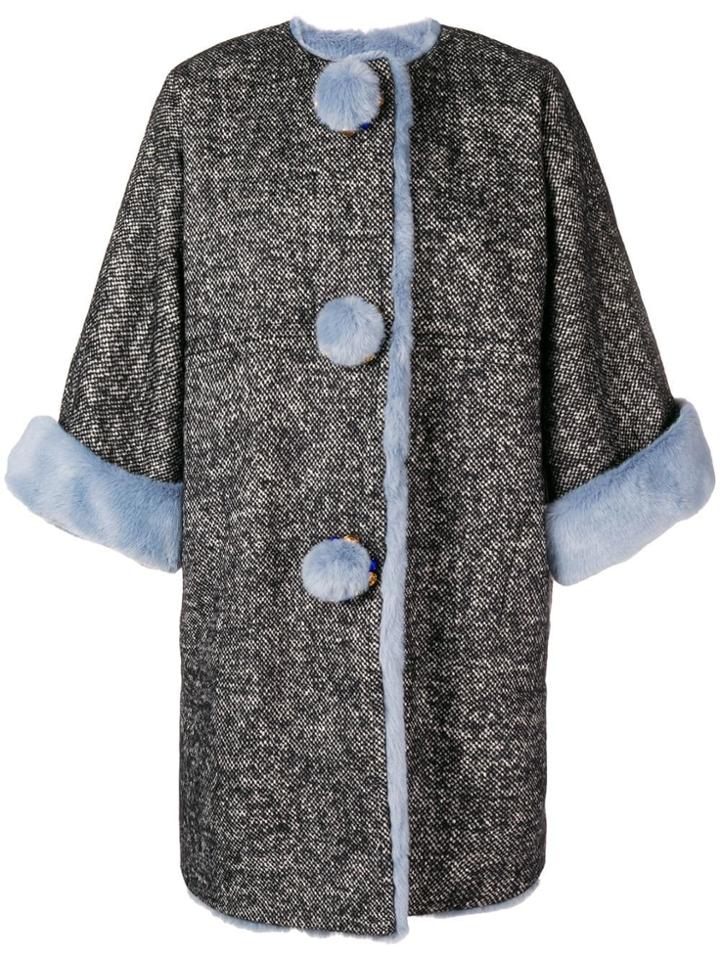 Dolce & Gabbana Fur-trim Oversized Coat - Blue