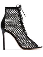 Gianvito Rossi Black 105 Net Lace-up Leather Boots