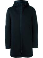 Herno Hooded Scuba Coat, Men's, Size: 54, Blue, Polyamide/viscose/polyester
