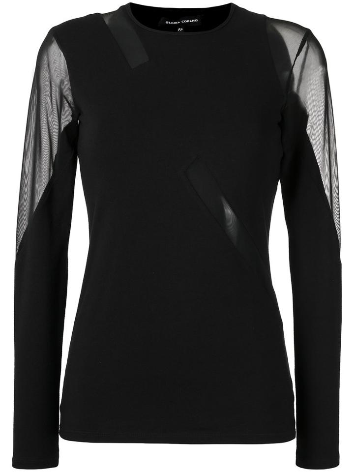 Gloria Coelho - Sheer Blouse - Women - Cotton/spandex/elastane - G, Black, Cotton/spandex/elastane
