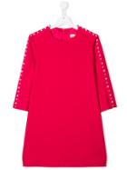 Elisabetta Franchi La Mia Bambina Appliqué Side Stripe Dress - Pink