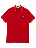 Stone Island Junior Teen Striped Trim Polo Shirt - Red