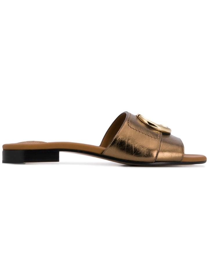 Chloé Chloé Flat Slides - Gold