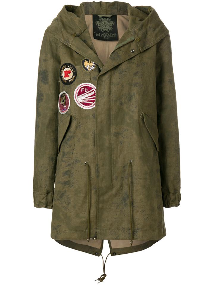 Mr & Mrs Italy Patch Detail Parka - Green