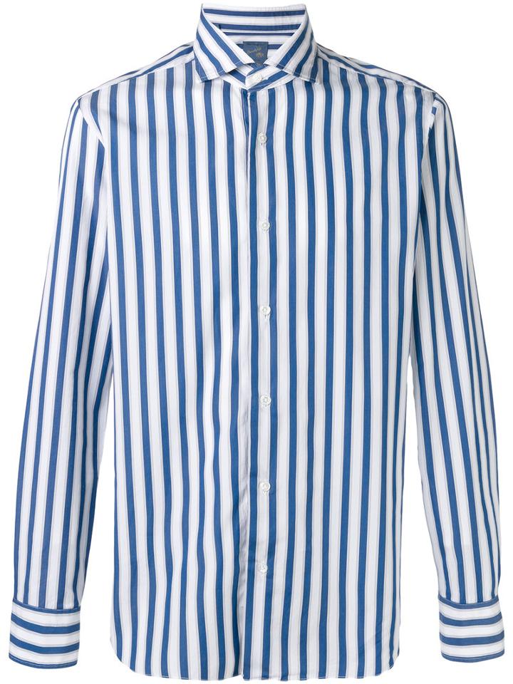 Barba - Long Sleeve Stripe Shirt - Men - Cotton - 41, White, Cotton