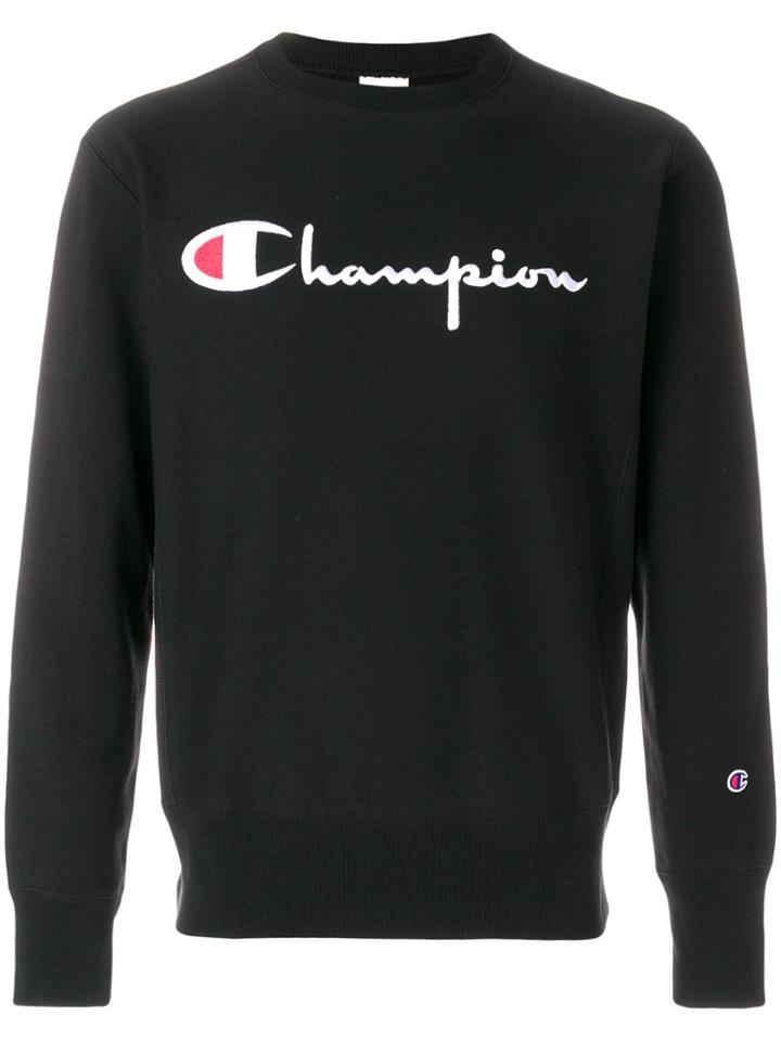 Champion Crew Neck Logo Jumper - Black