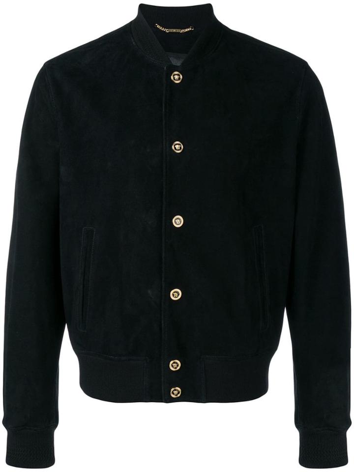 Versace Medusa Buttoned Bomber Jacket - Black
