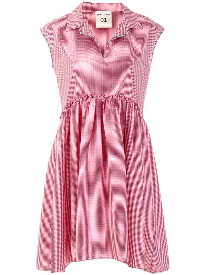 Semicouture Delta Vichy Dress - Red