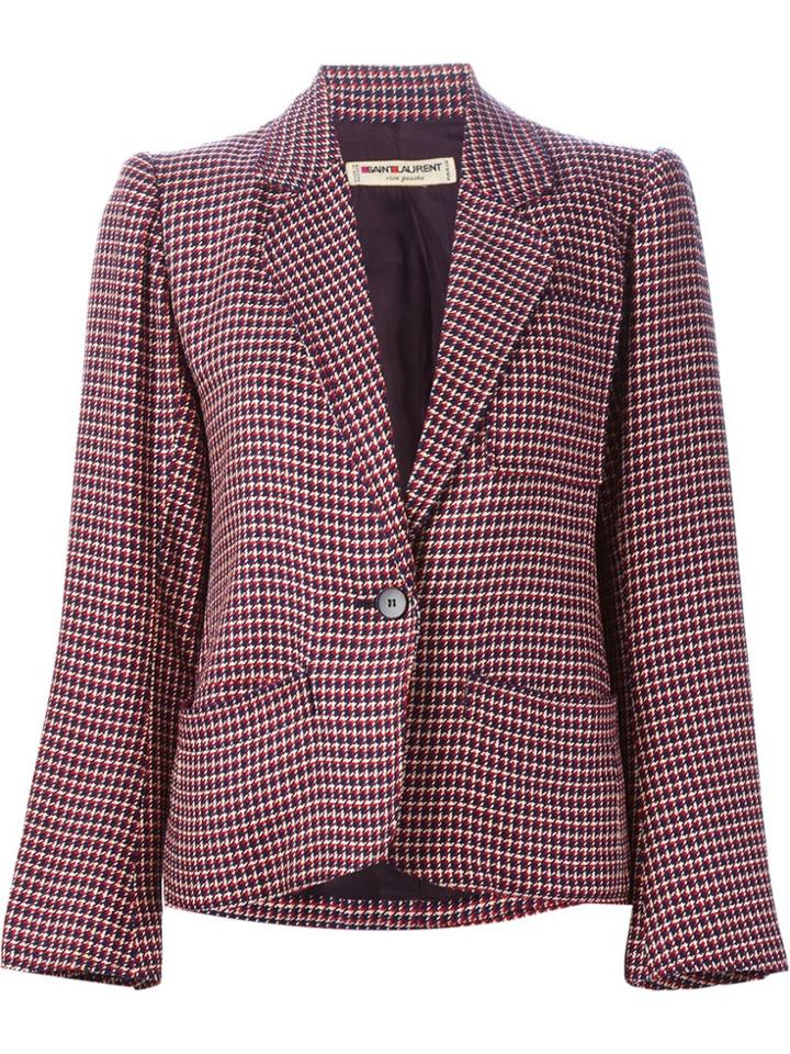 Yves Saint Laurent Vintage Houndstooth Blazer - Nude & Neutrals