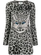 Alberta Ferretti Knitted Leopard Print Dress - Grey