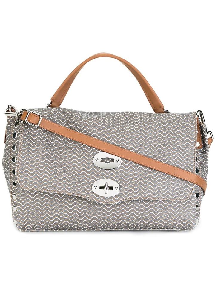 Zanellato Zigzag Print Tote, Women's, Grey, Calf Leather/polyurethane/leather