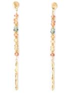 Natasha Collis Peach Sapphire Drop Rod Stud Earrings, Women's, Metallic, Sapphire/18kt Yellow Gold