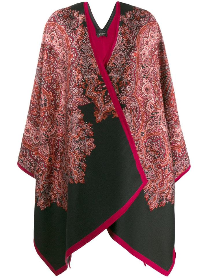 Etro Knitted Patter Poncho - Black