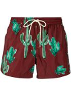 Nos Beachwear Cactus Print Swim Shorts - Brown