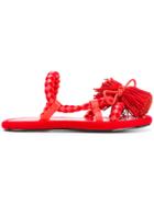 Carven Tasselled Braided Sandals - Red