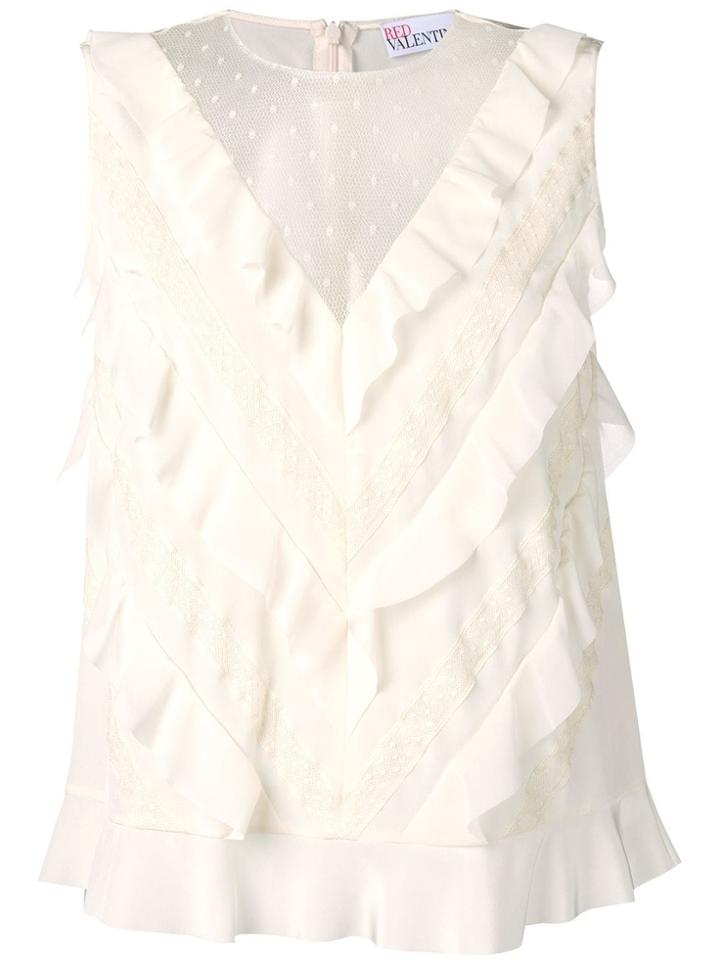 Red Valentino Sleeveless Ruffled Blouse - White
