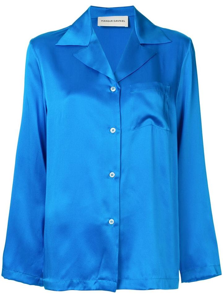 Mansur Gavriel Oversized Silk Shirt - Blue