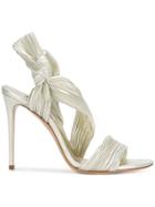Casadei Pleated Satin Sandals - Metallic