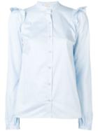 Michael Kors Collection Ruffle Detail Shirt - Blue