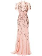 Jenny Packham Embellished Floral Gown - Pink