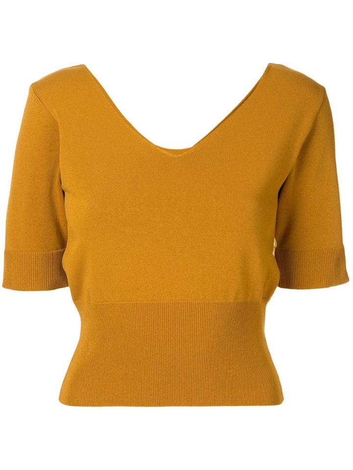 Le Ciel Bleu Short-sleeved Knit Top - Brown
