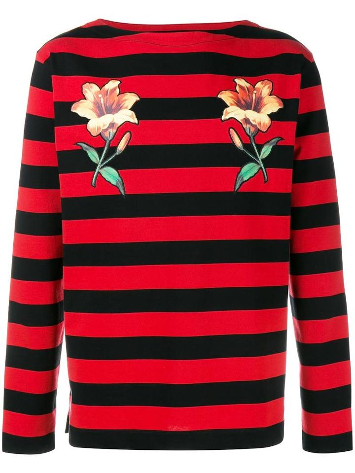 Gucci Floral Embroidered Striped Sweatshirt, Men's, Size: Medium, Black, Cotton