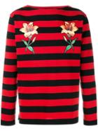 Gucci Floral Embroidered Striped Sweatshirt, Men's, Size: Medium, Black, Cotton
