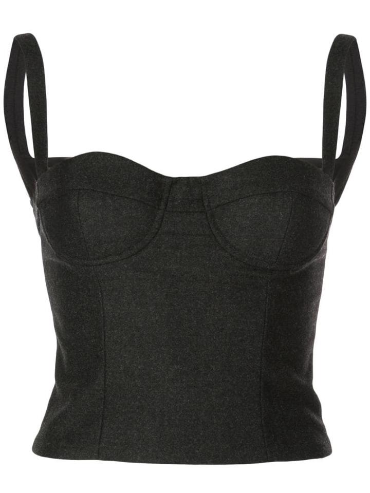 Oscar De La Renta Cropped Bustier Top - Black