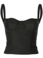 Oscar De La Renta Cropped Bustier Top - Black