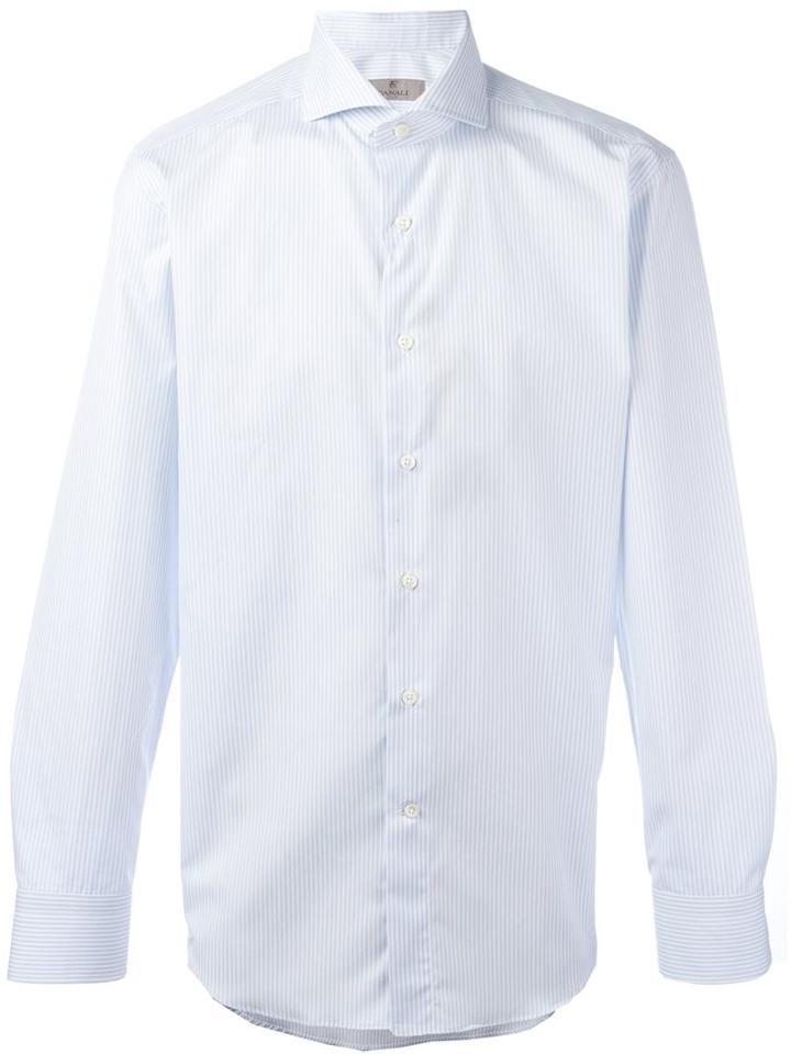 Canali Striped Shirt, Size: 43, Blue, Cotton