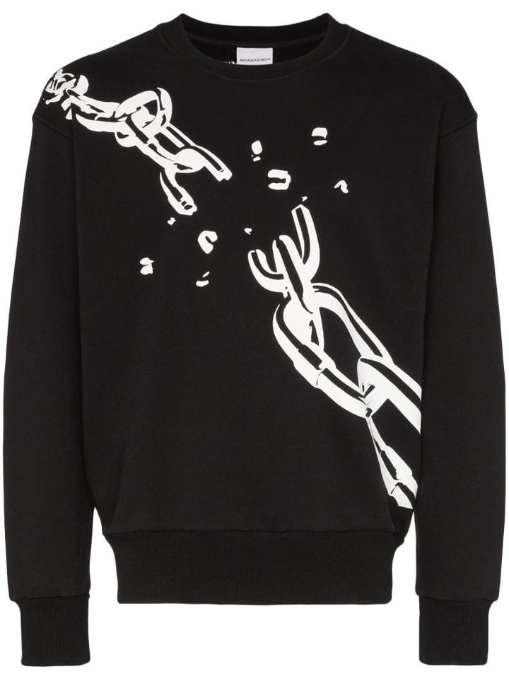 Nasaseasons Broken-chain Print Sweatshirt - Black