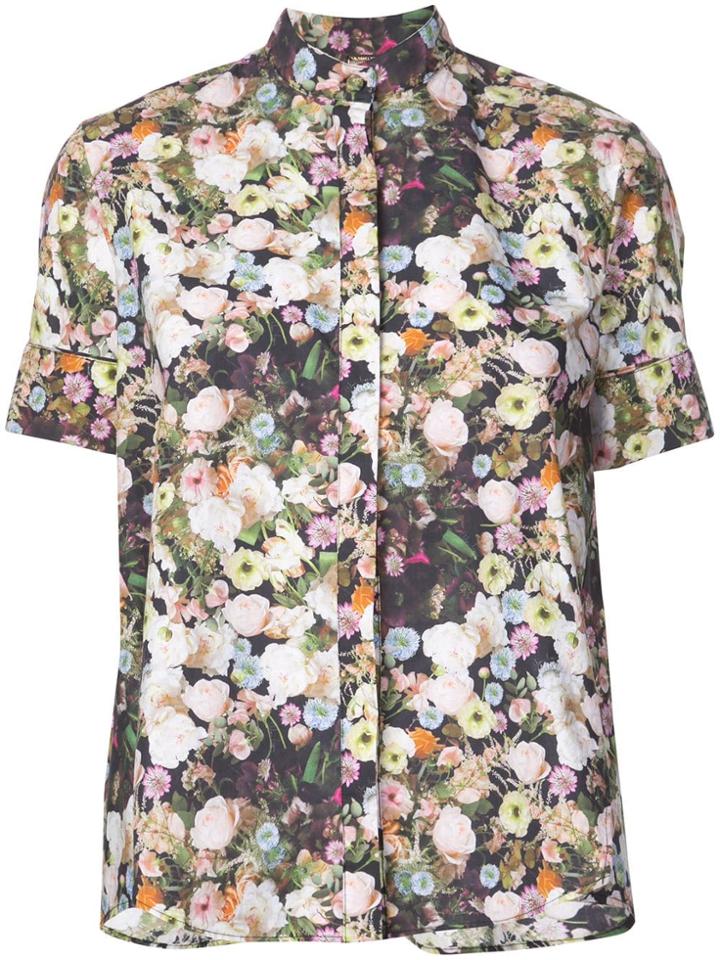 Adam Lippes Printed Poplin Ss Trapeze Shirt W Stand Collar -