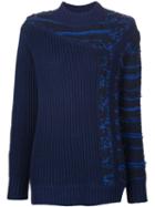 3.1 Phillip Lim Contrast Knit Chunky Sweater
