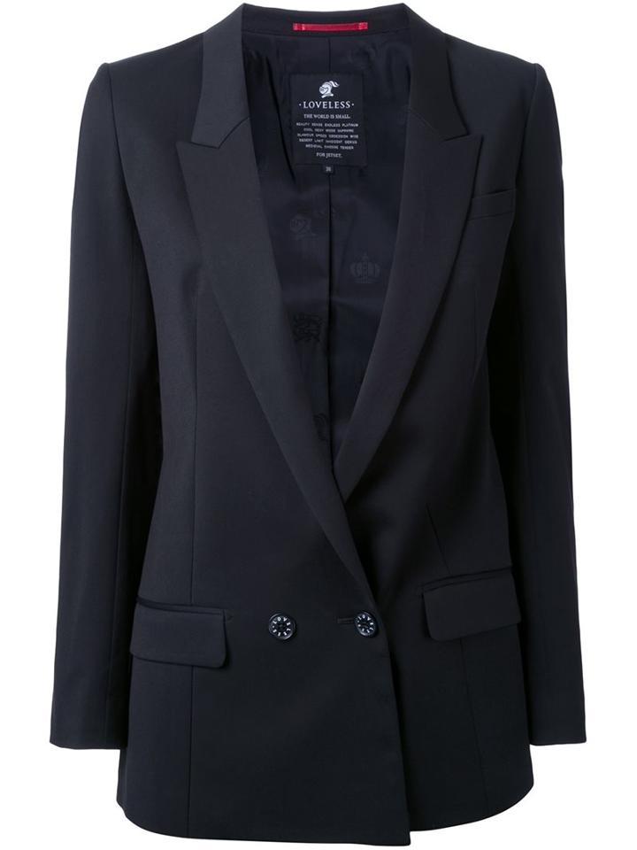 Loveless Double-breasted Blazer, Women's, Size: 34, Black, Polyester