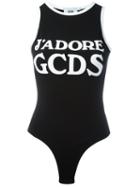 Gcds J'adore Print Bodysuit, Women's, Size: Medium, Black, Cotton/spandex/elastane
