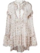 Philosophy Di Lorenzo Serafini Asymmetric Floral Dress, Women's, Size: 40, Nude/neutrals, Rayon