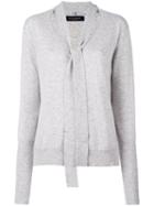 Piazza Sempione Neck Tie Jumper, Women's, Size: 40, Grey, Silk/cashmere
