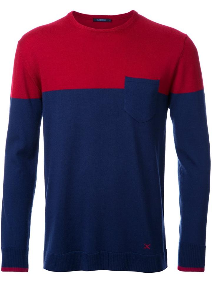 Guild Prime Colour Block Jumper, Men's, Size: 2, Red, Wool
