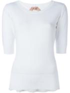 No21 Half Sleeve Jumper, Women's, Size: 42, White, Silk/cotton