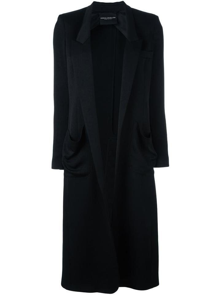 Erika Cavallini Open Front Coat, Women's, Size: 42, Black, Acetate/viscose/polyester