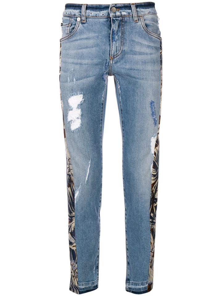 Dolce & Gabbana Floral Panel Jeans - Blue